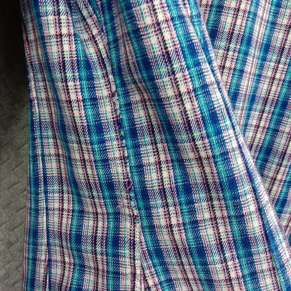 CARHARTT Flannel Shirt Women's Size M Blue White Plaid Long Sleeve Cotton - Picture 5 of 6